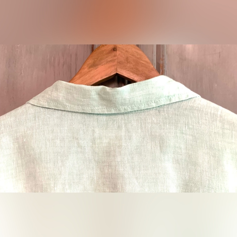 Sigrid Olsen Lt. Mint Green Linen Top Sz XL - Picture 5 of 9
